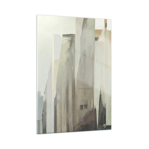 Glasbild - Bild auf glas - Eine abstrakte Vision von städtischen Gebäuden in einer gedämpften Farbpalette - 50x70cm - Traum von der Stadt - Moderne Wanddekoration für Wohnzimmer und Schlafzimmer ARTTOR