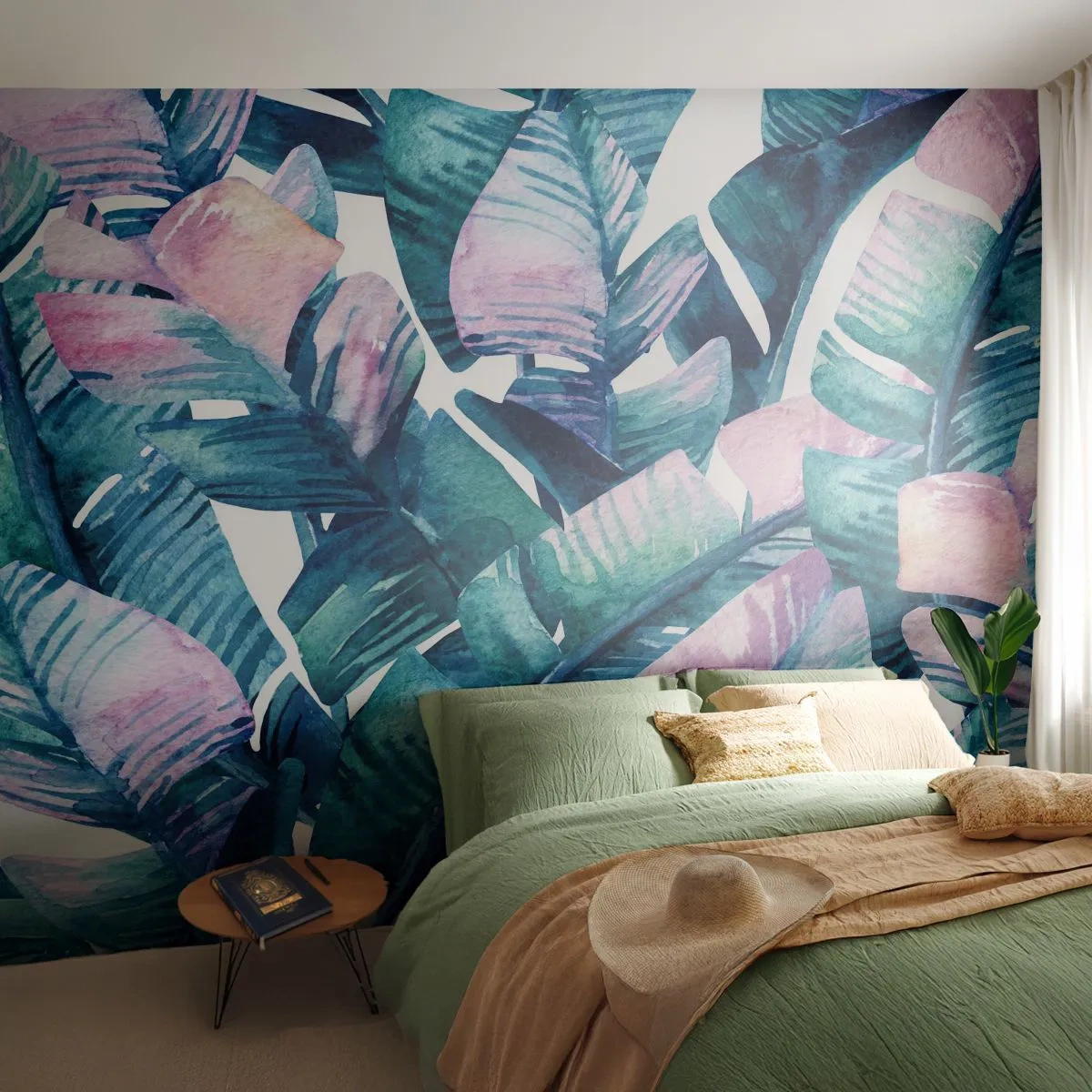 Fototapete Premium Canvas - In einem Bananenhain - Abstraktion, Blätter, Stück - 150x105 cm