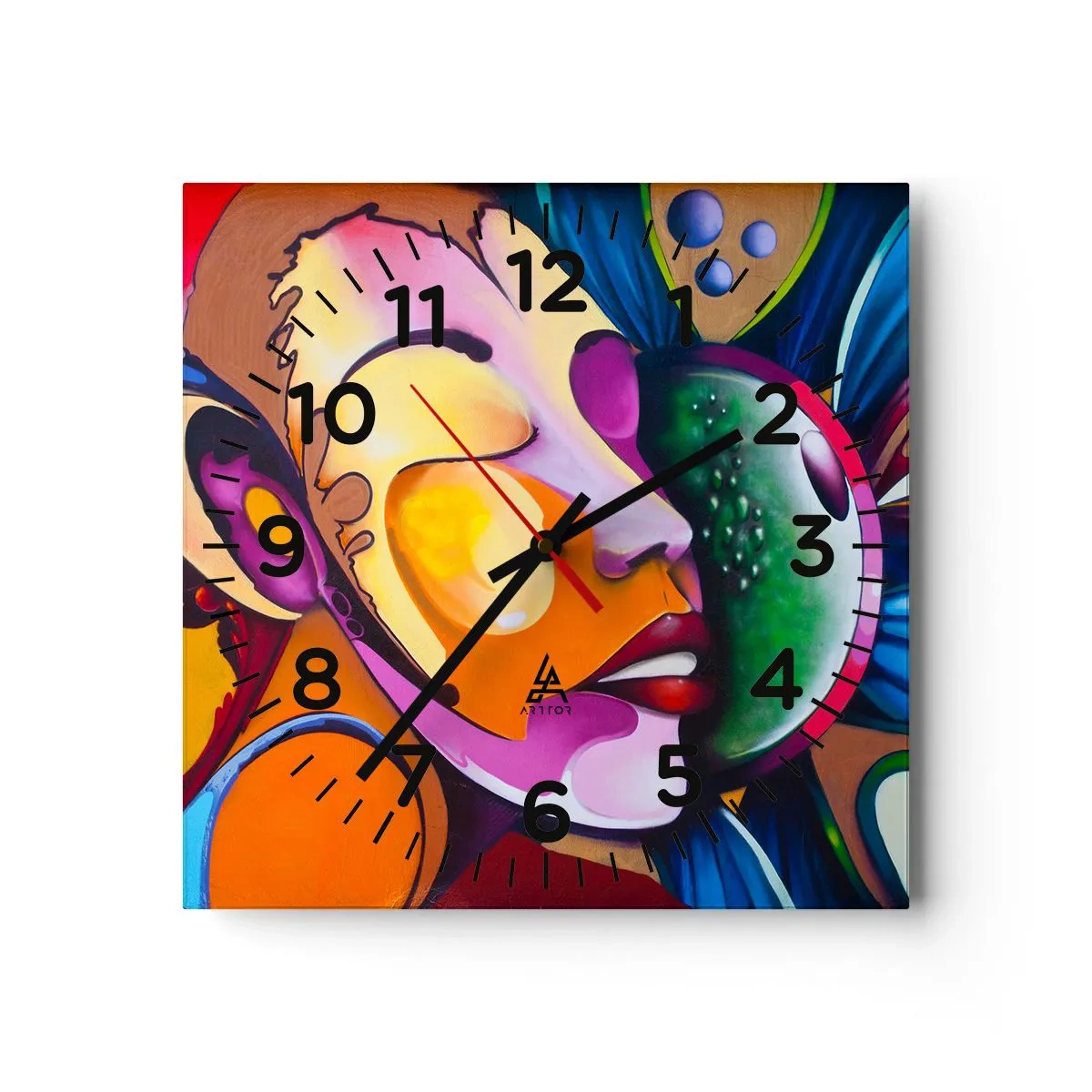 Wanduhr - Glasuhr - Mit Farbe berühren - 30x30 cm