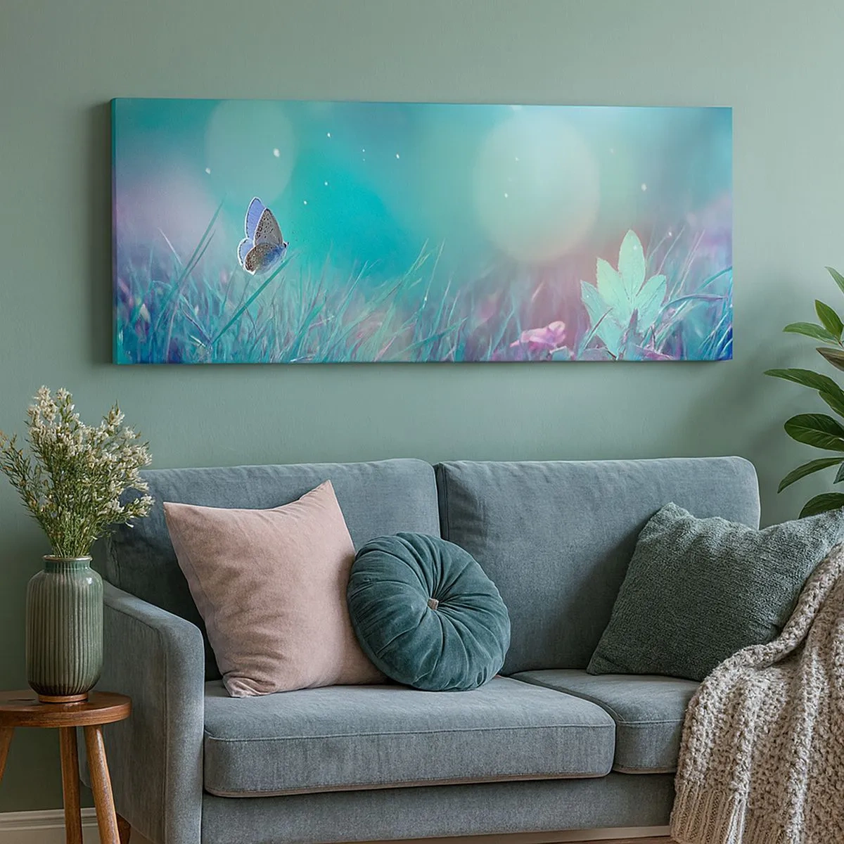 Bild auf Leinwand - Leinwandbild - Das geheime Leben der Wiese - 100x40 cm