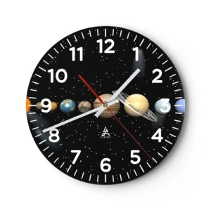 Wanduhr - Glasuhr - Und die Planeten werden verrückt und toben ... - 30x30 cm