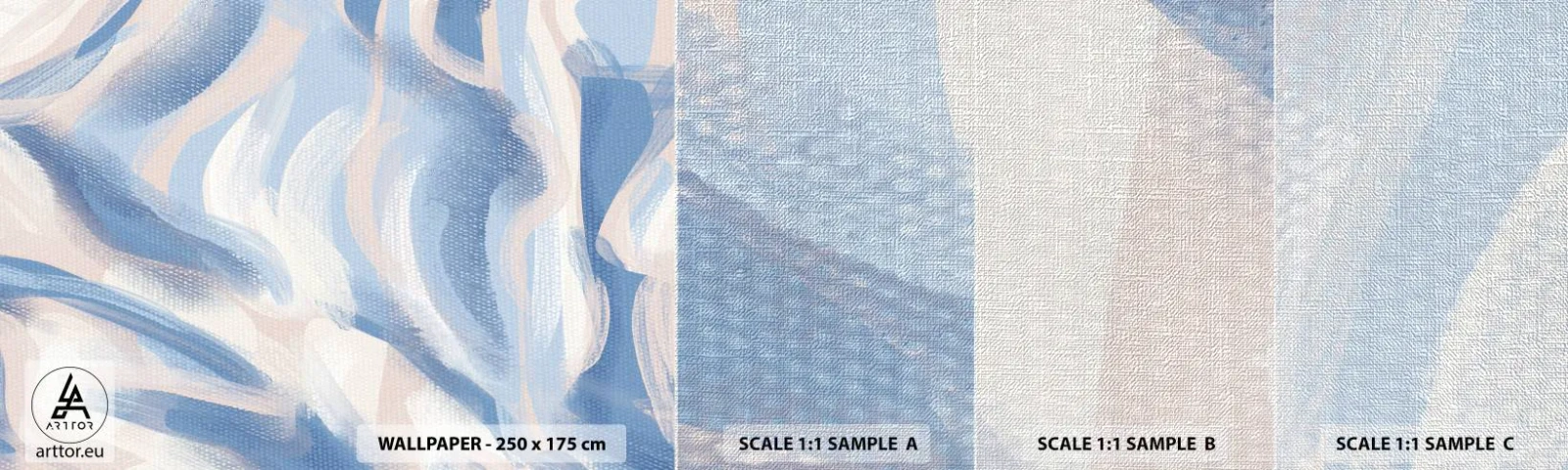 Fototapeten Muster Premium Canvas - Blaue Wellen - Pastell, Minimalismus, Stück - 100x30 cm