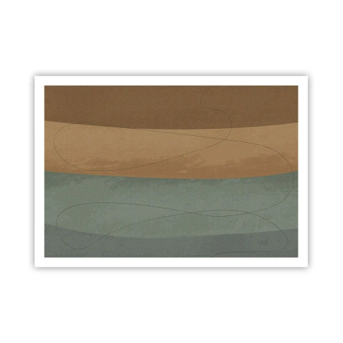 Poster - Abstrakte Komposition in natürlichen Erdtönen - 100x70cm - Horizontale Komposition - Moderne Wanddekoration für Wohnzimmer und Schlafzimmer ARTTOR