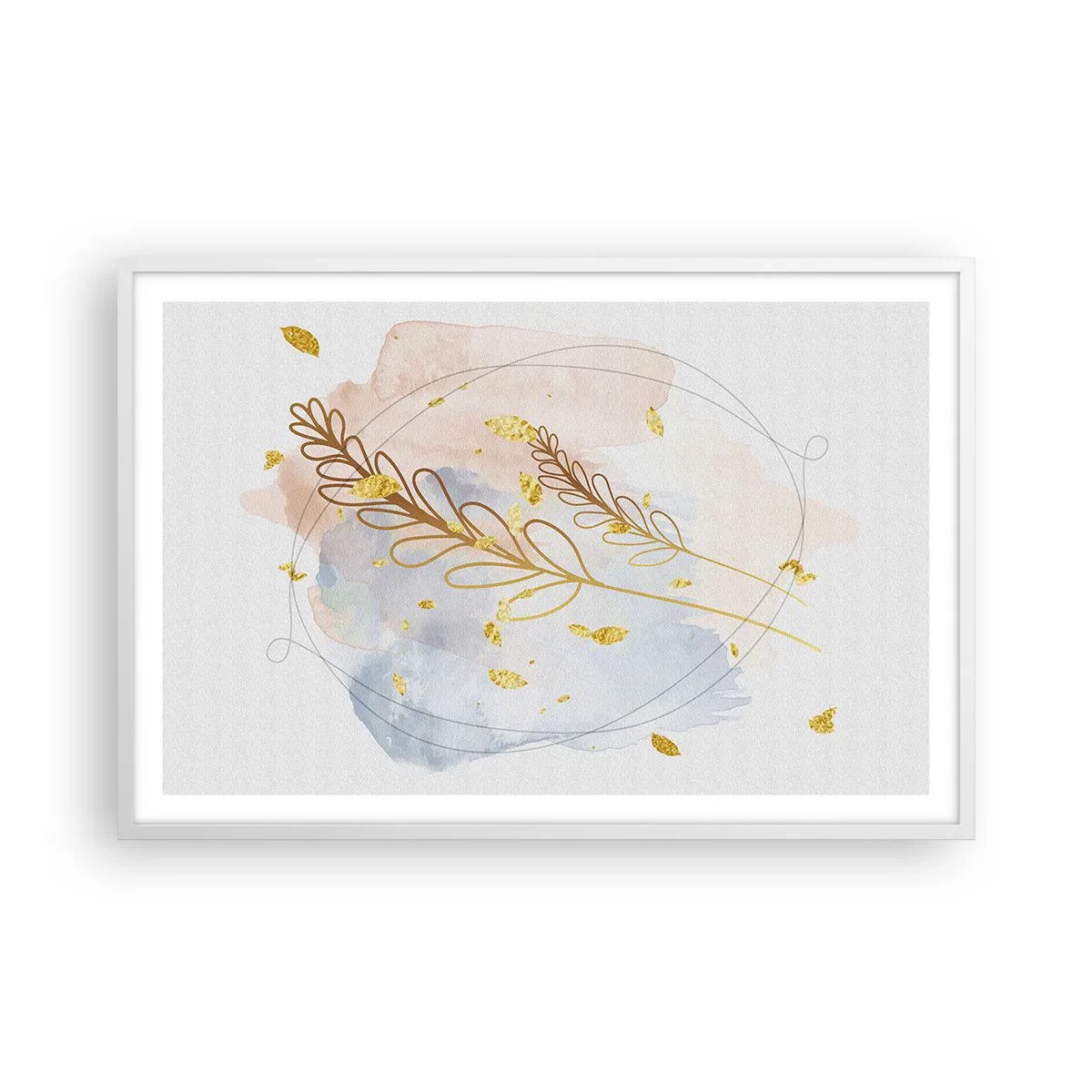 Poster in einem weißen Rahmen - Goldenr Hauch - 91x61 cm