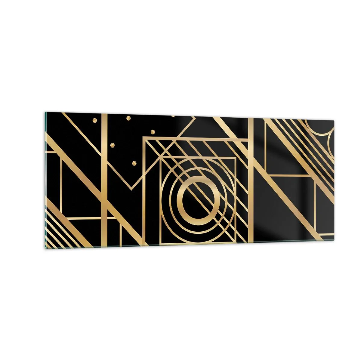 Glasbild - Bild auf glas - Goldene Geometrie - 100x40 cm