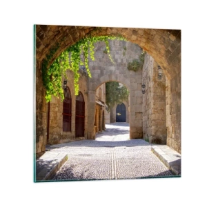 Glasbild - Bild auf glas - Die Prozession wird bald erscheinen - 60x60 cm