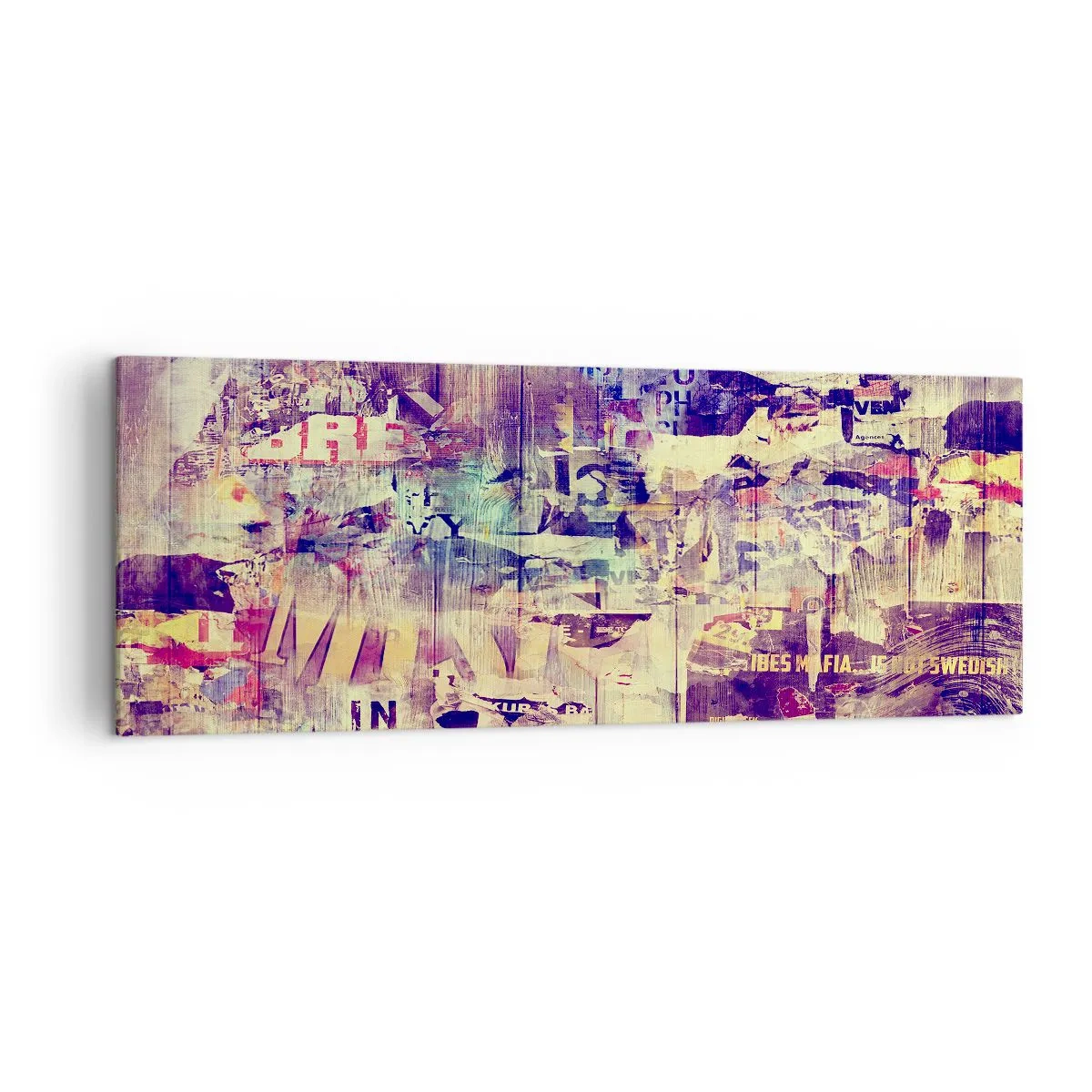 Bild auf Leinwand - Leinwandbild - Bunte abstrakte Collage mit Text und Grafiken - 140x50cm - Und das ist alles, was es geben wird - Moderne Wanddekoration für Wohnzimmer und Schlafzimmer ARTTOR