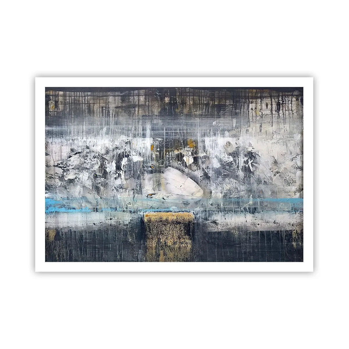 Poster - Abstrakte Komposition in kühlen Tönen - 100x70cm - Wie auf Eis, wie nach Dezember - Moderne Wanddekoration für Wohnzimmer und Schlafzimmer ARTTOR