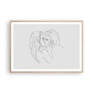 Poster in einem Rahmen aus heller Eiche - Dieselbe Linie - 100x70 cm