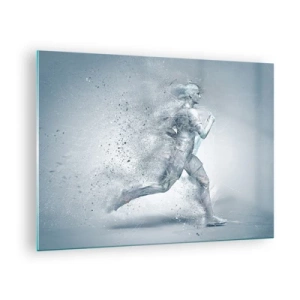 Glasbild - Bild auf glas - Silhouette einer laufenden Figur in abstrakter Form - 70x50cm - Kristallklare Energie - Moderne Wanddekoration für Wohnzimmer und Schlafzimmer ARTTOR