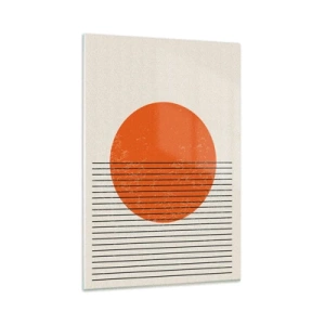 Glasbild - Bild auf glas - Minimalistische Sonne mit geometrischen Linien - 80x120cm - Immer die Sonne - Moderne Wanddekoration für Wohnzimmer und Schlafzimmer ARTTOR