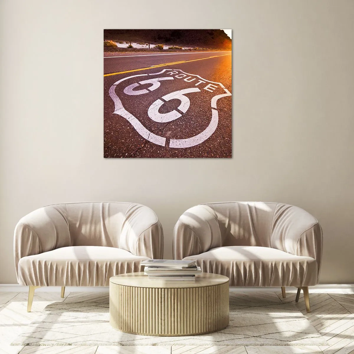 Glasbild - Bild auf glas - Die berühmte Straße 66 - 40x40 cm