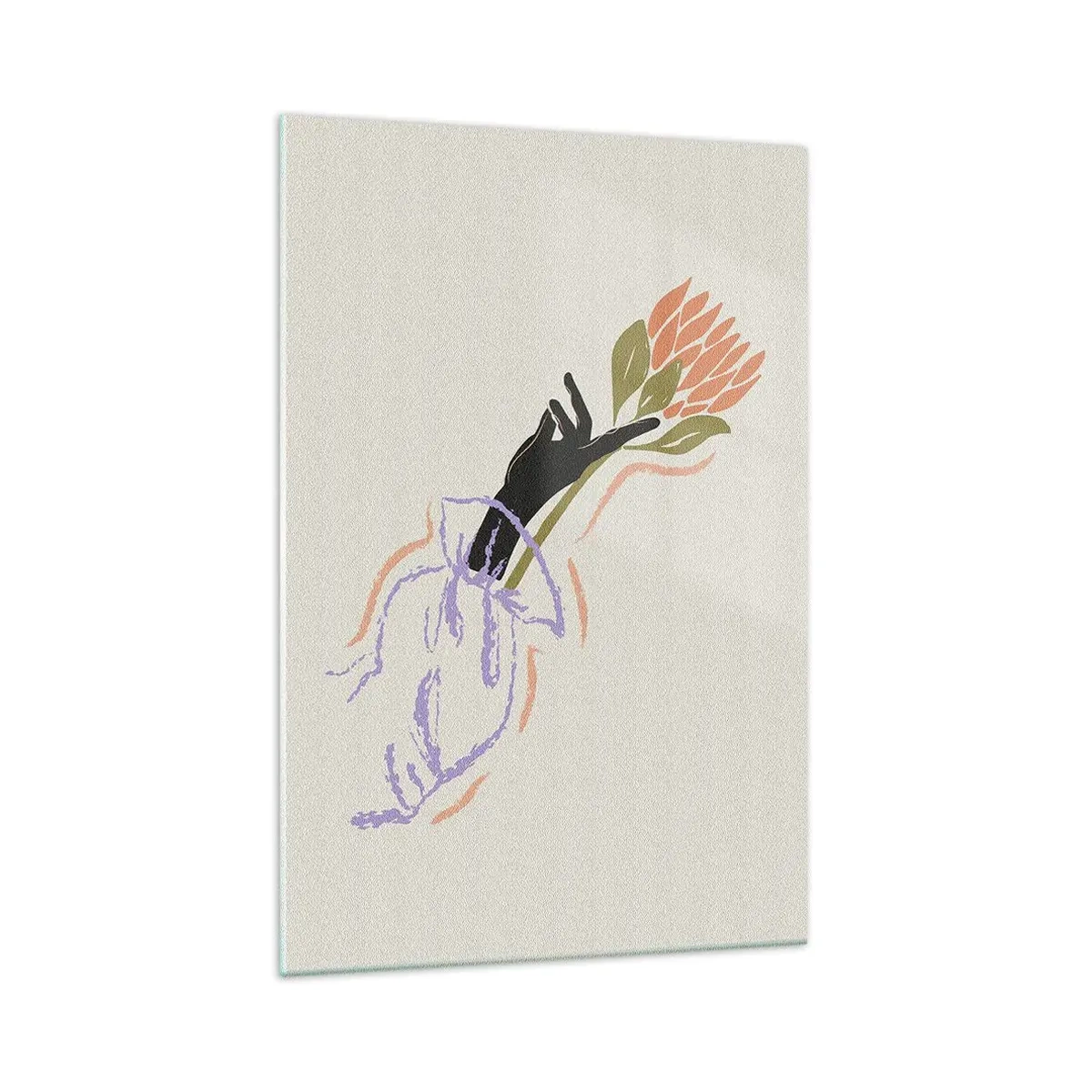 Glasbild - Bild auf glas - Ein minimalistischer Blumenstrauß im zarten Stil - 70x100cm - Schwesterliche Berührung - Moderne Wanddekoration für Wohnzimmer und Schlafzimmer ARTTOR