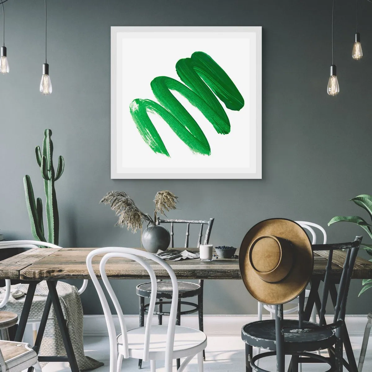 Poster in einem weißen Rahmen - Grüner Witz - 40x40 cm