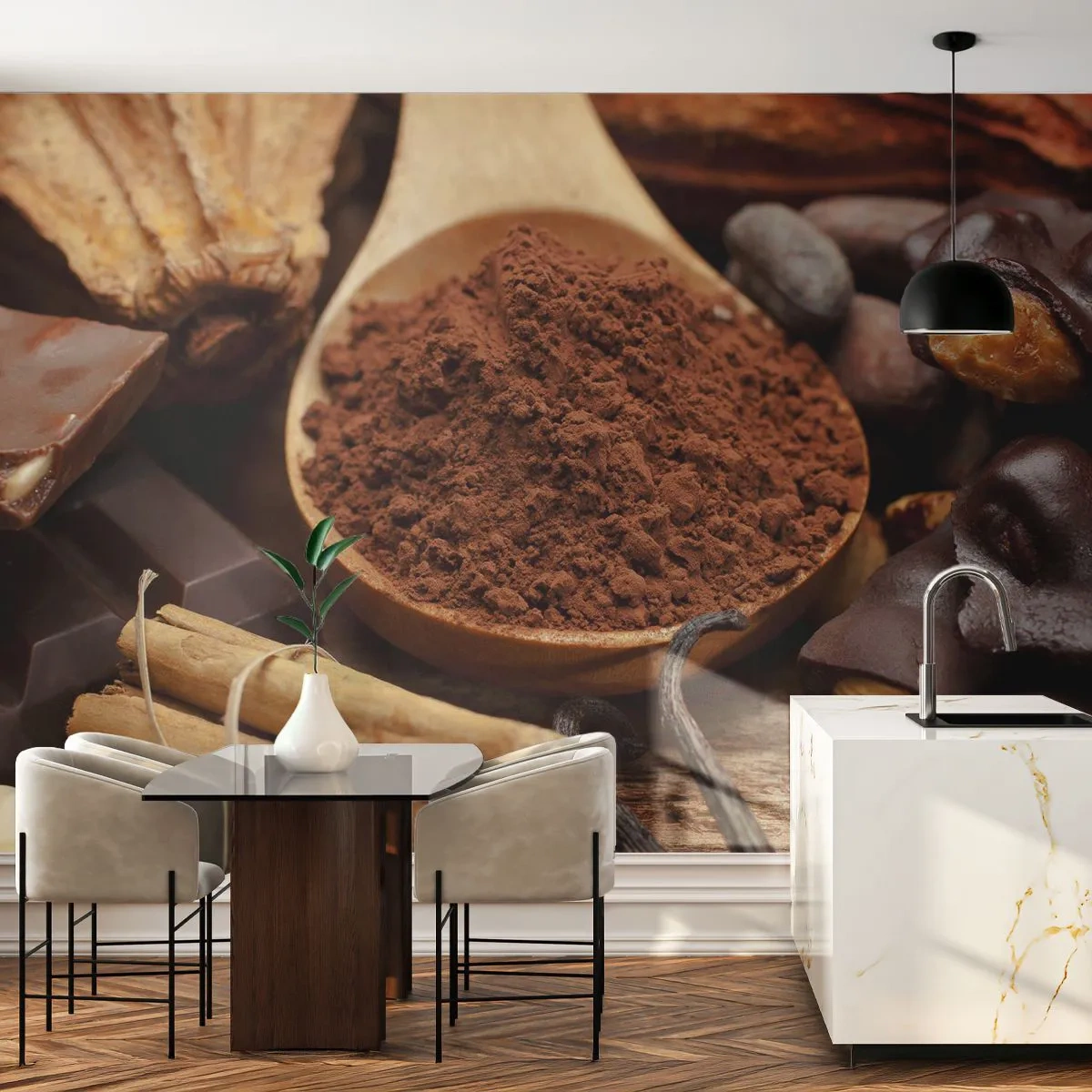 Selbstklebende Fototapete Deluxe Sticker - Die Beste gegen Sorgen - Gastronomie, Schokolade, Kaffee - 300x210 cm