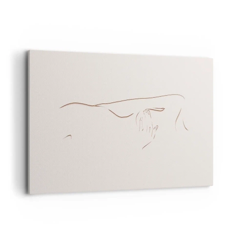 Bild auf Leinwand - Leinwandbild - Eine subtile Strichzeichnung einer Silhouette vor einem hellen Hintergrund - 120x80cm - Die Form des Verlangens - Moderne Wanddekoration für Wohnzimmer und Schlafzimmer ARTTOR