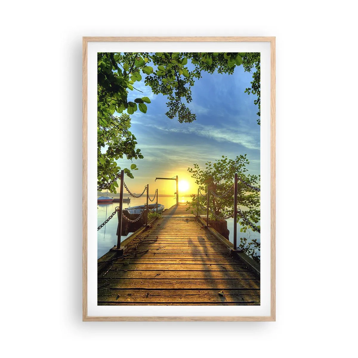 Poster in einem Rahmen aus heller Eiche - Westen auf dem Wasser - 61x91 cm