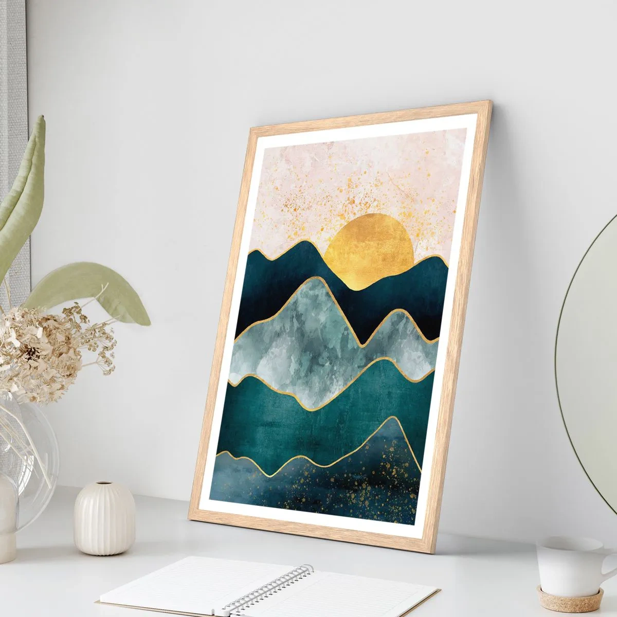 Poster in einem Rahmen aus heller Eiche - Hinter den sieben Bergen - 70x100 cm