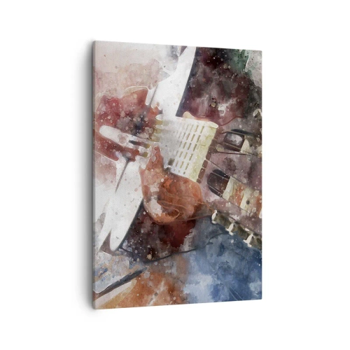 Bild auf Leinwand - Leinwandbild - Eine künstlerische Interpretation einer Gitarre im Aquarellstil - 50x70cm - Und was halten Sie davon? - Moderne Wanddekoration für Wohnzimmer und Schlafzimmer ARTTOR