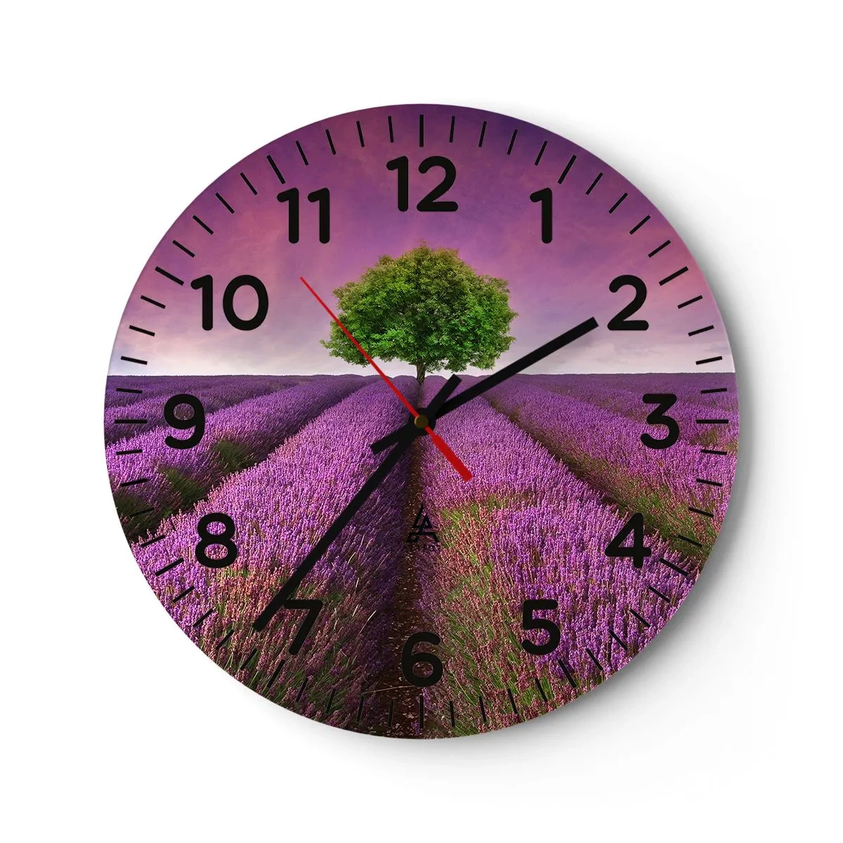 Wanduhr - Glasuhr - Auf Lavendelfeldern - 30x30 cm
