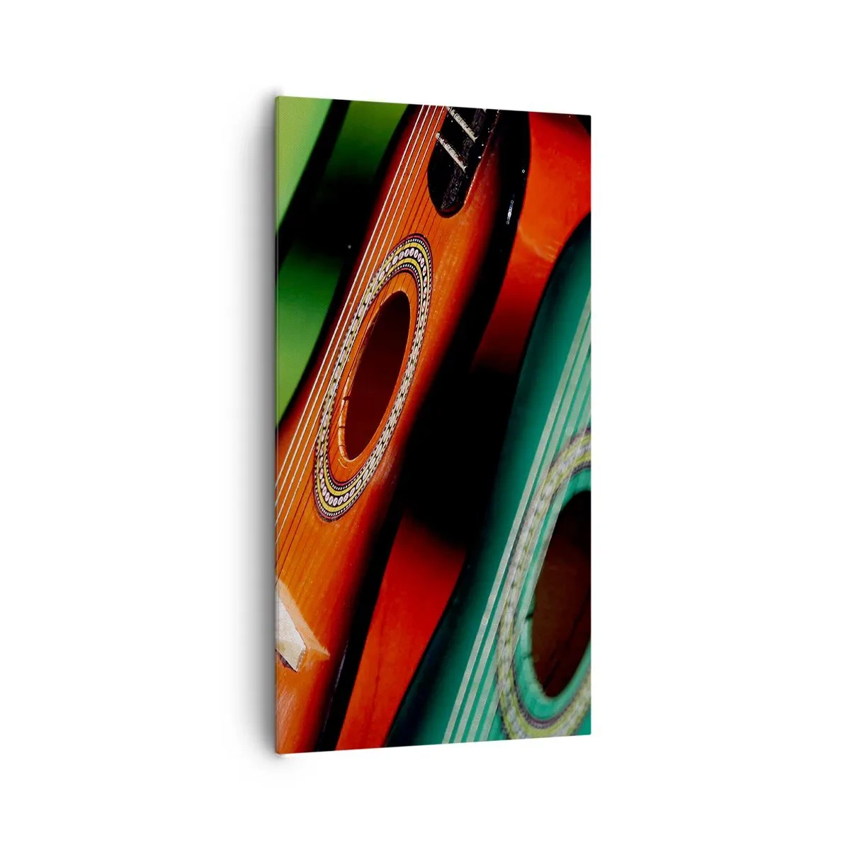 Bild auf Leinwand - Leinwandbild - Die Gitarre hat viele Farben - 65x120 cm