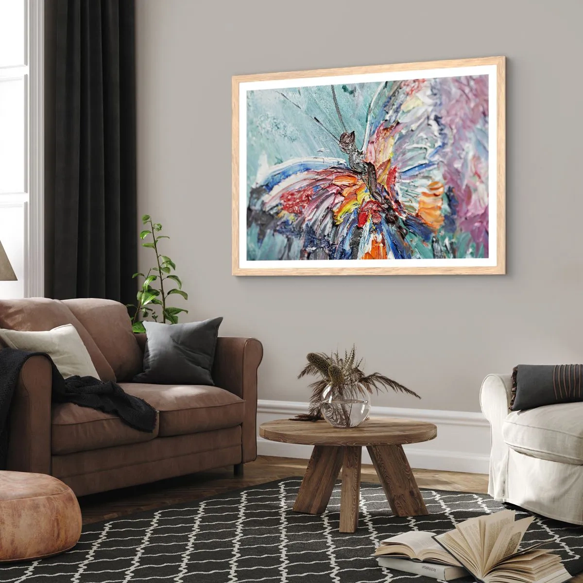 Poster in einem Rahmen aus heller Eiche - Von der Natur gemalt - 100x70 cm