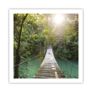 Poster - Über das azurblaue Wasser zum azurblauen Wald - 60x60 cm