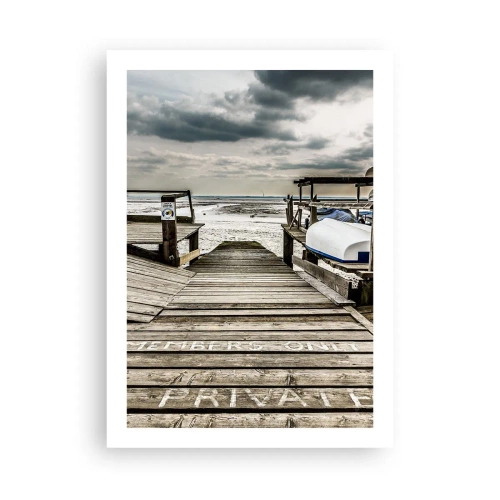 Poster - Holzsteg über dem Meer - 50x70cm - Mitternachtsstrand - Moderne Wanddekoration für Wohnzimmer und Schlafzimmer ARTTOR