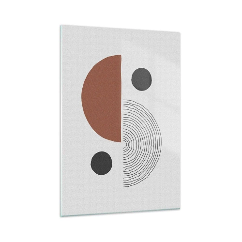 Glasbild - Bild auf glas - Geometrische Figuren auf hellem Hintergrund im abstrakten Stil - 50x70cm - Perfektion des Rades - Moderne Wanddekoration für Wohnzimmer und Schlafzimmer ARTTOR