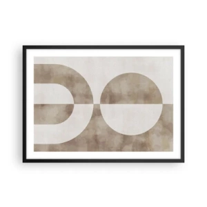 Poster in einem schwarzem Rahmen - Ein abstraktes Gemälde in Beigetönen mit geometrischen Formen und Symmetrie. - 70x50cm - Ähnlichkeiten und Unterschiede - Moderne Wanddekoration für Wohnzimmer und Schlafzimmer ARTTOR