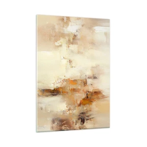Glasbild - Bild auf glas - Abstraktion in Bernstein-, Beige- und Brauntönen - 50x70cm - Seele aus Bernstein - Moderne Wanddekoration für Wohnzimmer und Schlafzimmer ARTTOR