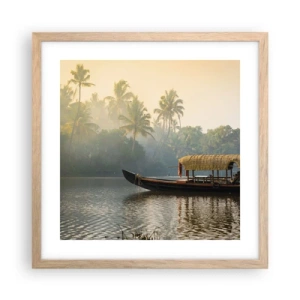 Poster in einem Rahmen aus heller Eiche - Haus am Fluss - 40x40 cm