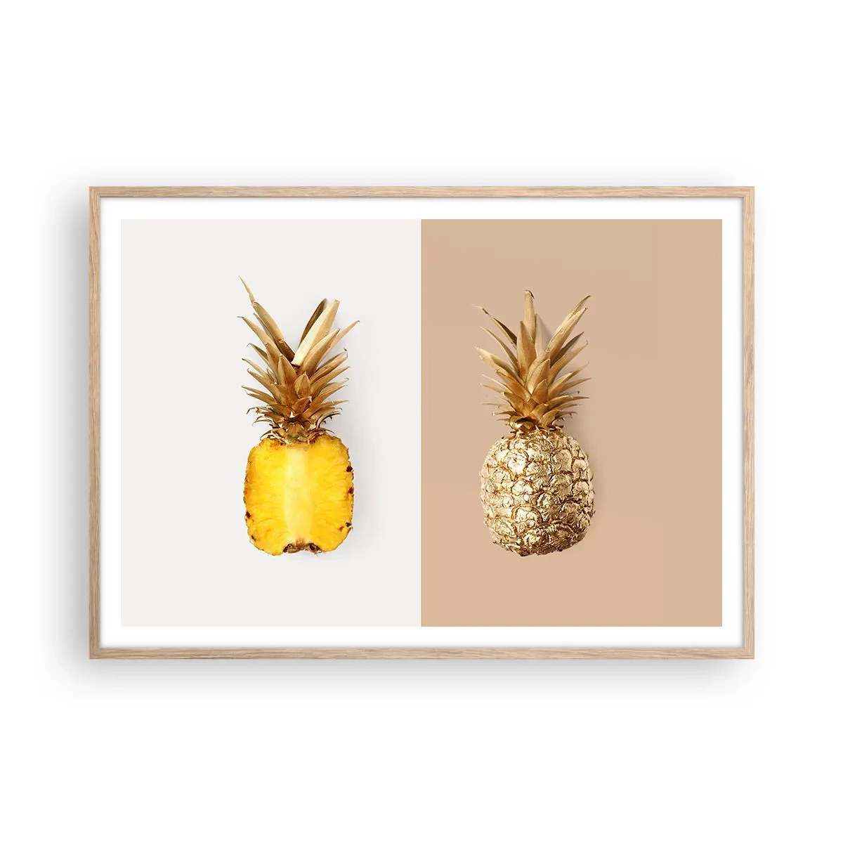 Poster in einem Rahmen aus heller Eiche - Ananas für uns - 100x70 cm