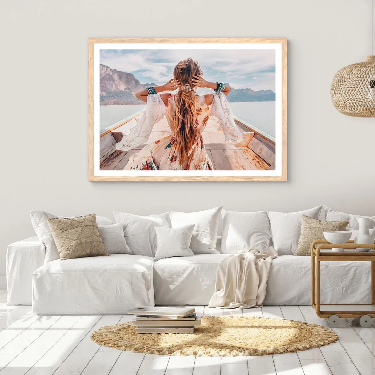 Poster in einem Rahmen aus heller Eiche - Auf dem Weg zum Glück - 50x40 cm