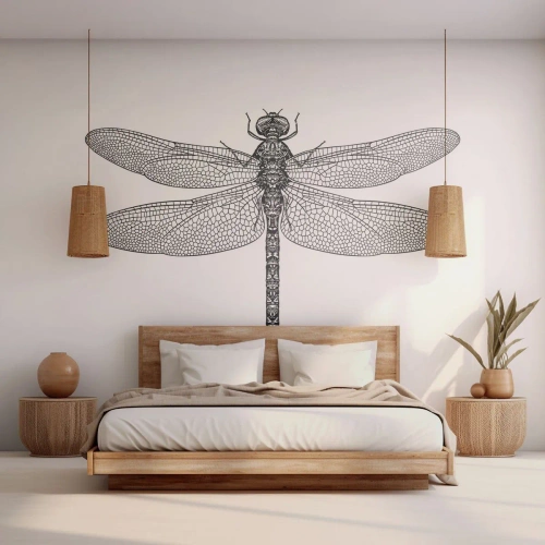Fototapete Premium Canvas - Präzision der Natur - Libelle, Insekt, Minimalistisch - 350x256 cm