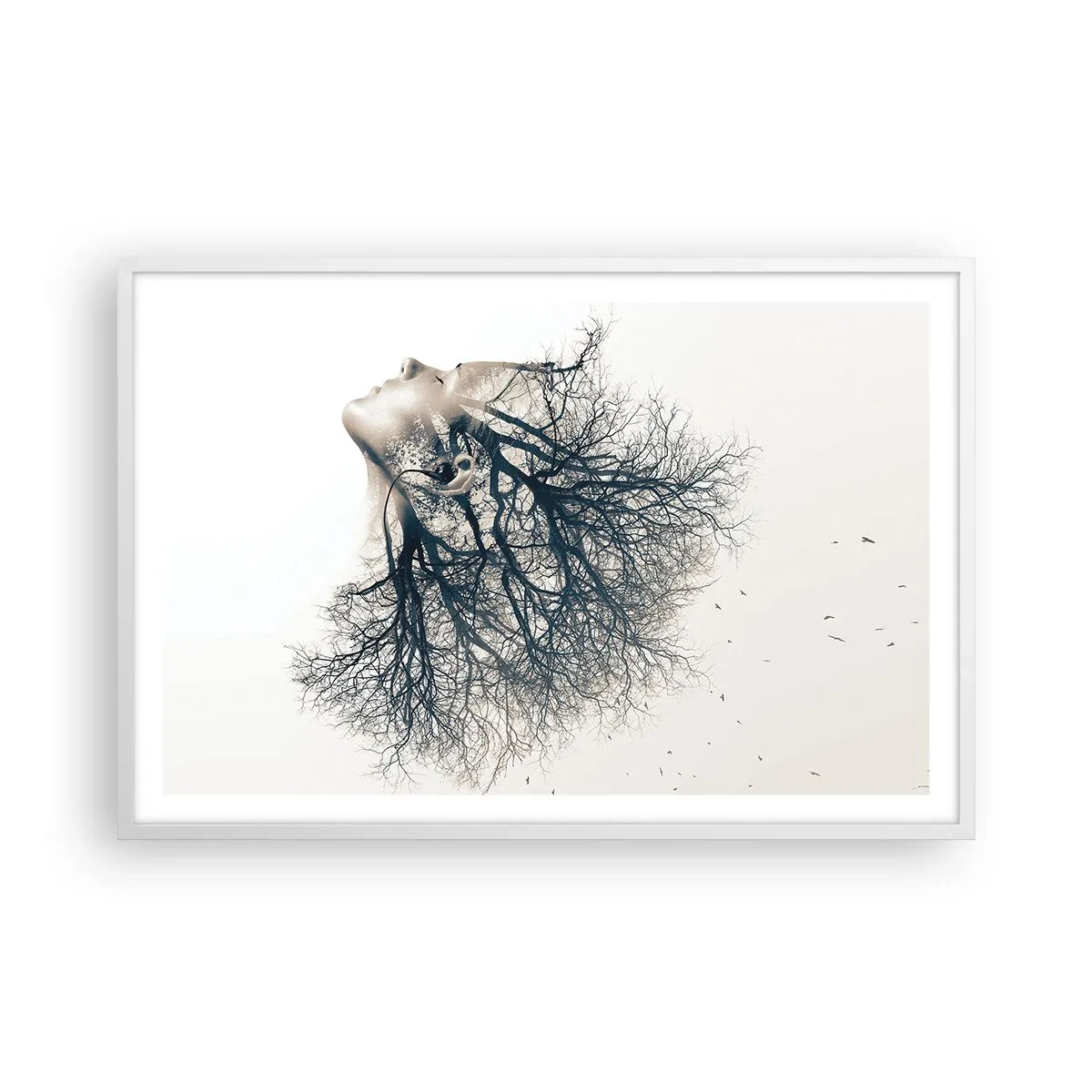 Poster in einem weißen Rahmen - Dem Rauschen der Bäume lauschen - 91x61 cm
