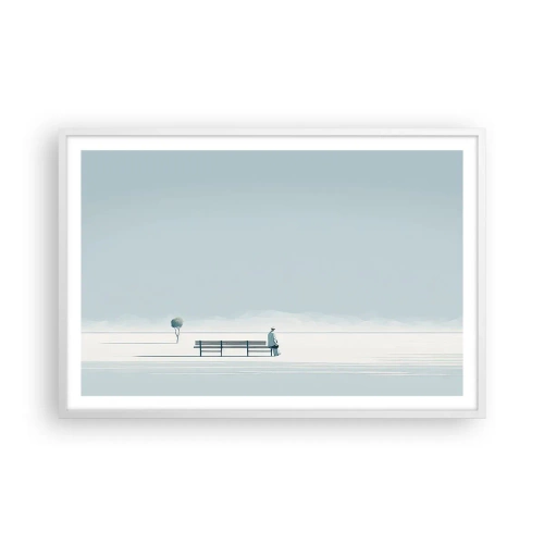 Poster in einem weißen Rahmen - Ja, ich warte. - 91x61 cm