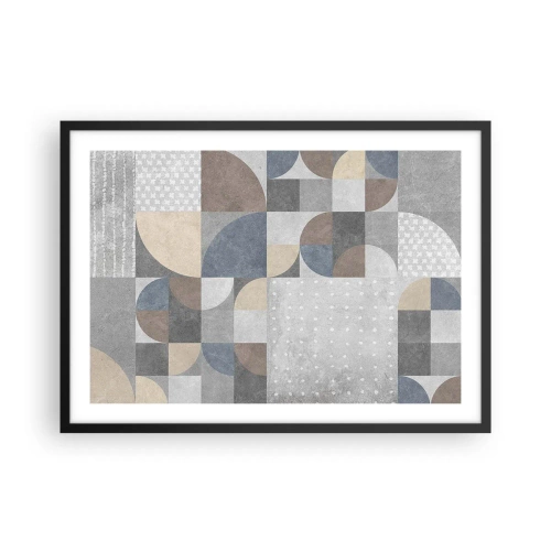 Poster in einem schwarzem Rahmen - Geometrisches Muster in Pastelltönen - 70x50cm - Keramische Fantasie - Moderne Wanddekoration für Wohnzimmer und Schlafzimmer ARTTOR