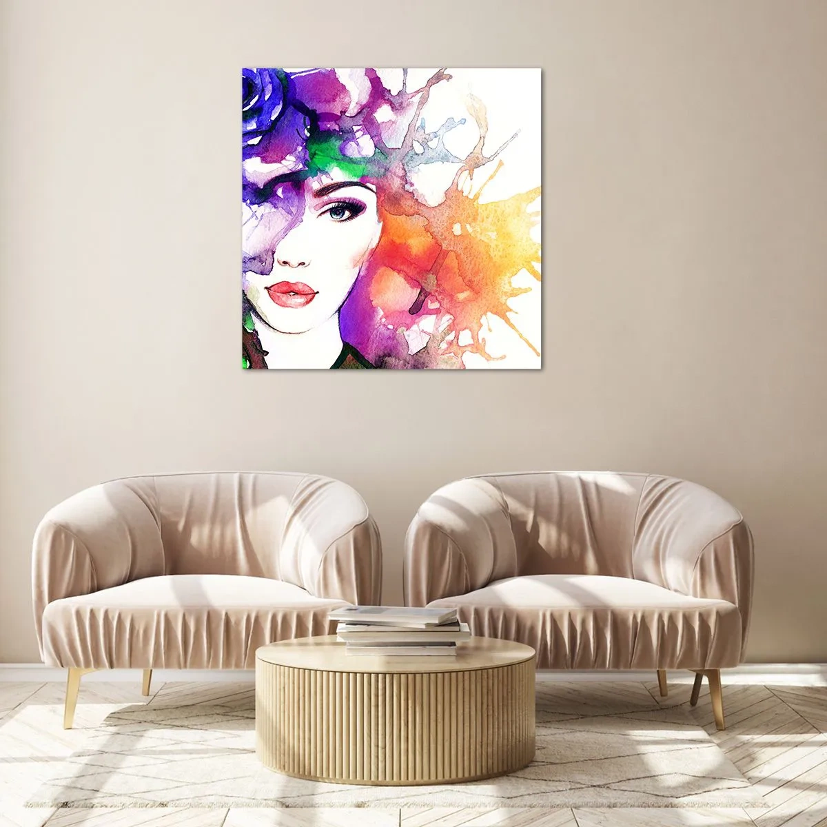 Glasbild - Bild auf glas - Mit dem Kopf in den Wolken - 60x60 cm