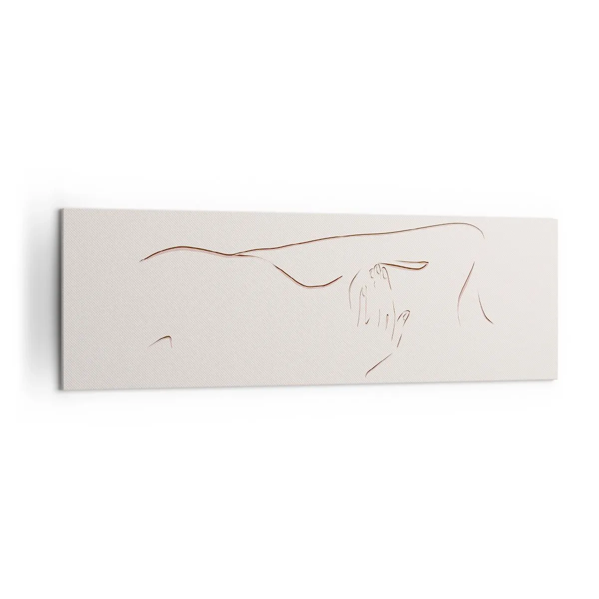 Bild auf Leinwand - Leinwandbild - Eine subtile Strichzeichnung einer Silhouette vor einem hellen Hintergrund - 160x50cm - Die Form des Verlangens - Moderne Wanddekoration für Wohnzimmer und Schlafzimmer ARTTOR