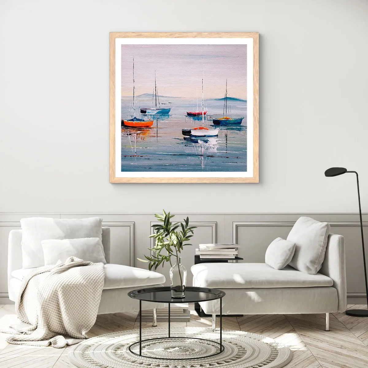 Poster in einem Rahmen aus heller Eiche - Wohlverdiente Ruhe - 30x30 cm