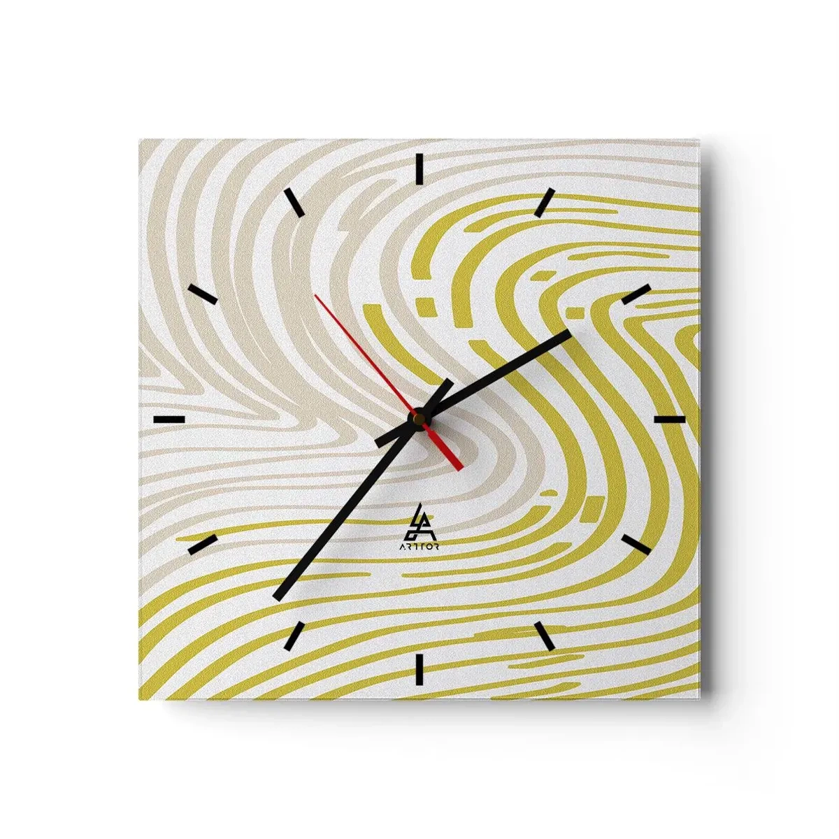 Wanduhr - Glasuhr - Komposition mit sanfter Biegung - 40x40 cm