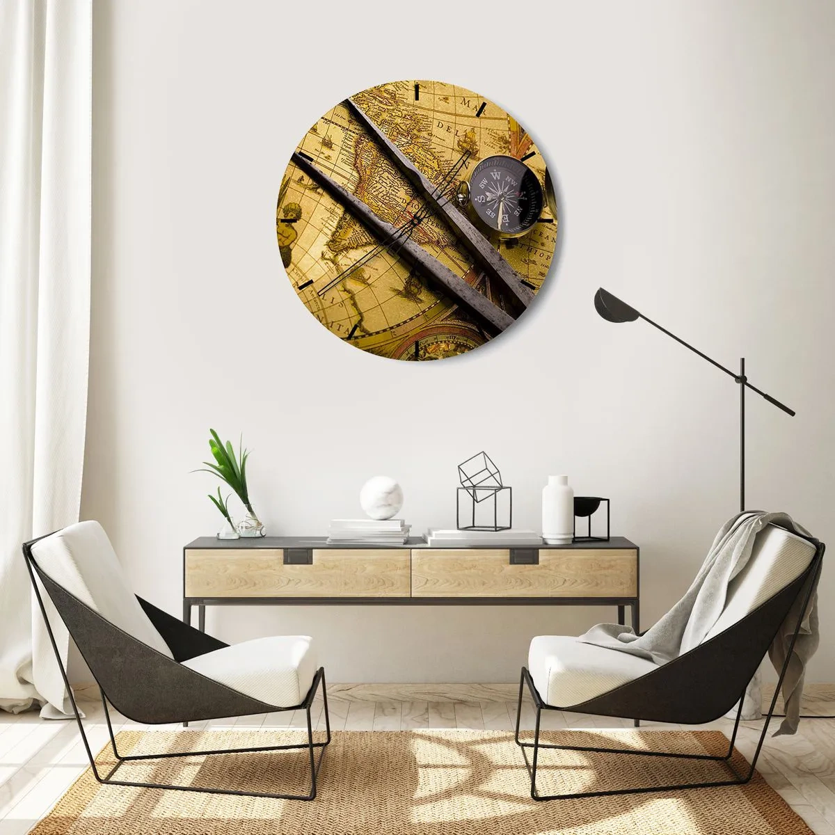 Wanduhr - Glasuhr - Wo sind diese Schätze? - 40x40 cm
