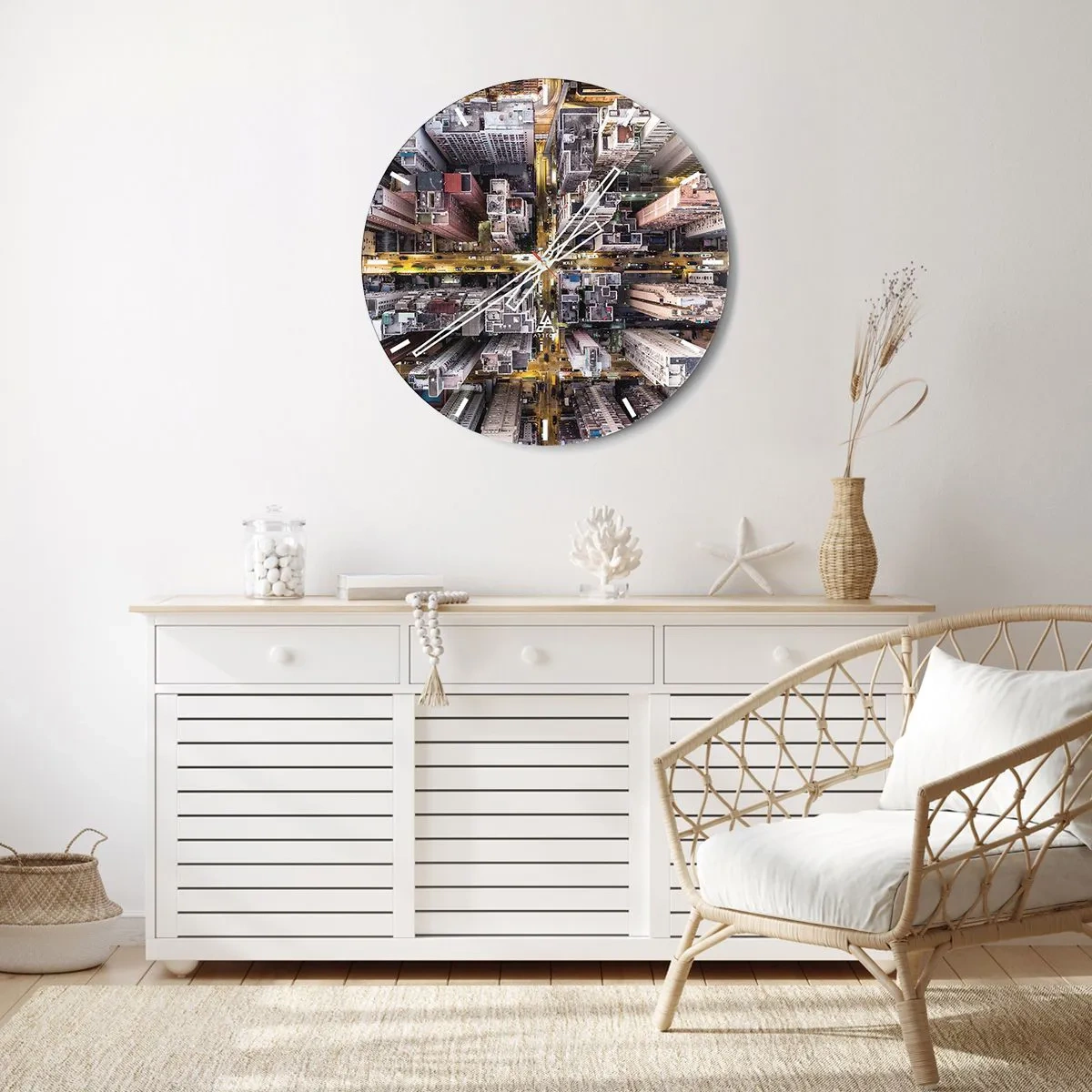 Wanduhr - Glasuhr - Grüße aus Hongkong - 40x40 cm