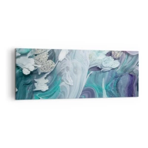 Bild auf Leinwand - Leinwandbild - Abstrakte Wirbel in Blau- und Weißtönen - 140x50cm - Strömungen von Himmelblau - Moderne Wanddekoration für Wohnzimmer und Schlafzimmer ARTTOR