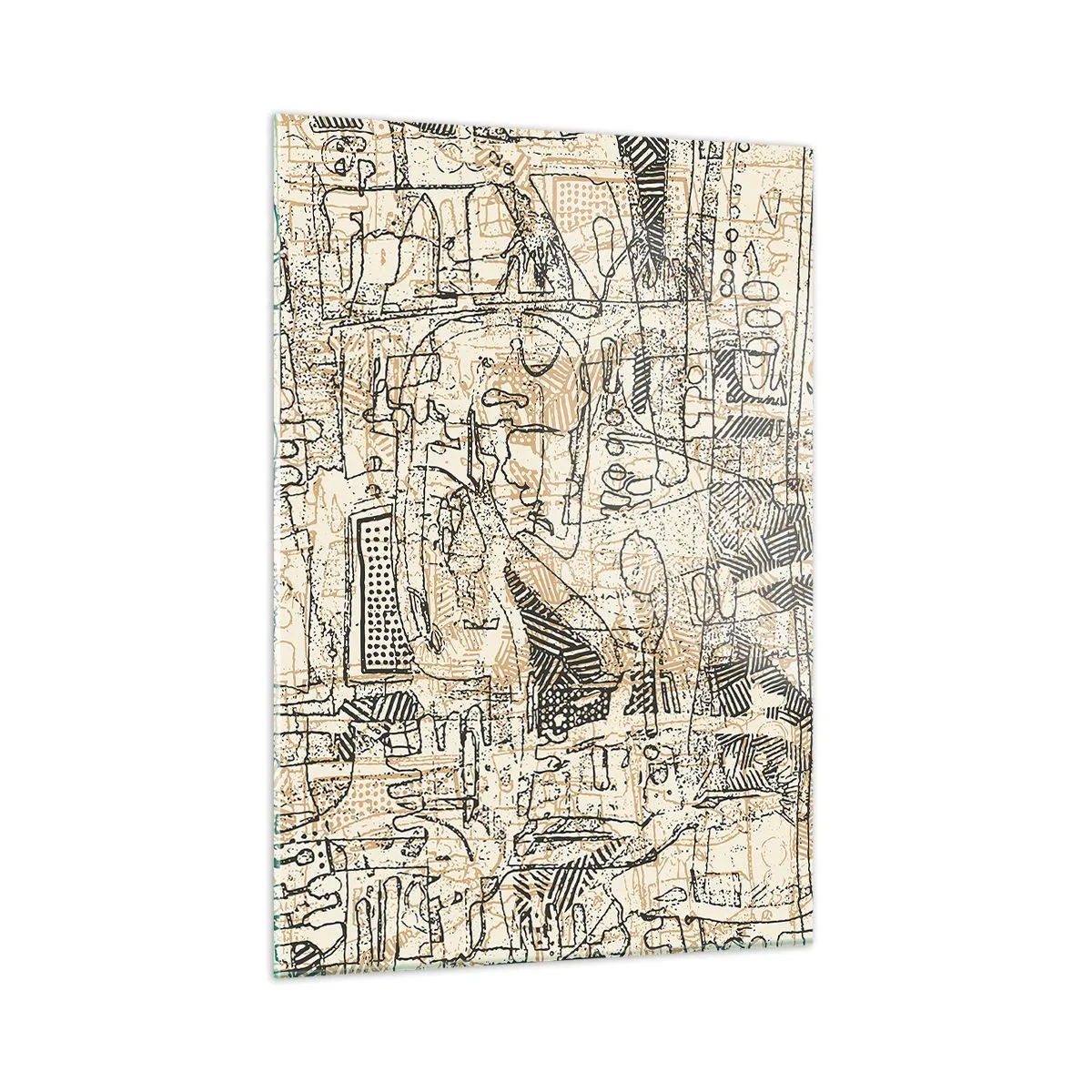 Glasbild - Bild auf glas - Eine komplexe abstrakte Struktur mit geometrischen und skizzenhaften Mustern. - 50x70cm - Es wartet darauf, entschlüsselt zu werden - Moderne Wanddekoration für Wohnzimmer und Schlafzimmer ARTTOR
