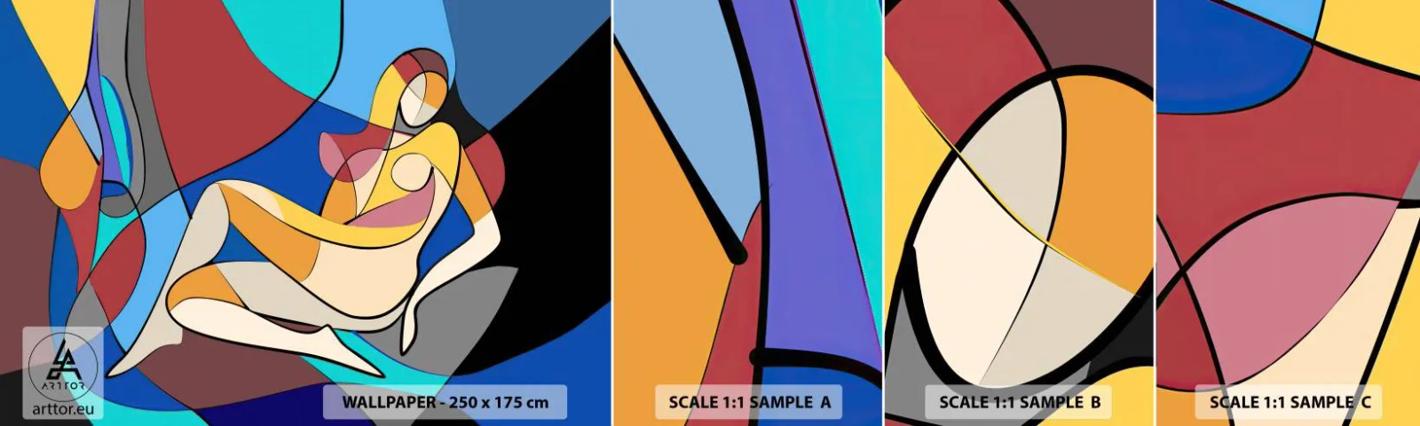 Fototapeten Muster Selbstklebend Deluxe Sticker - Kubistischer Akt - Kubismus, Modern, Frau - 100x30 cm