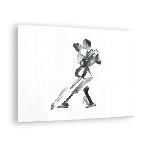 Glasbild - Bild auf glas - Ein Paar tanzt Tango in Schwarz-Weiß-Aquarell - 70x50cm - In einem Schlag - Moderne Wanddekoration für Wohnzimmer und Schlafzimmer ARTTOR