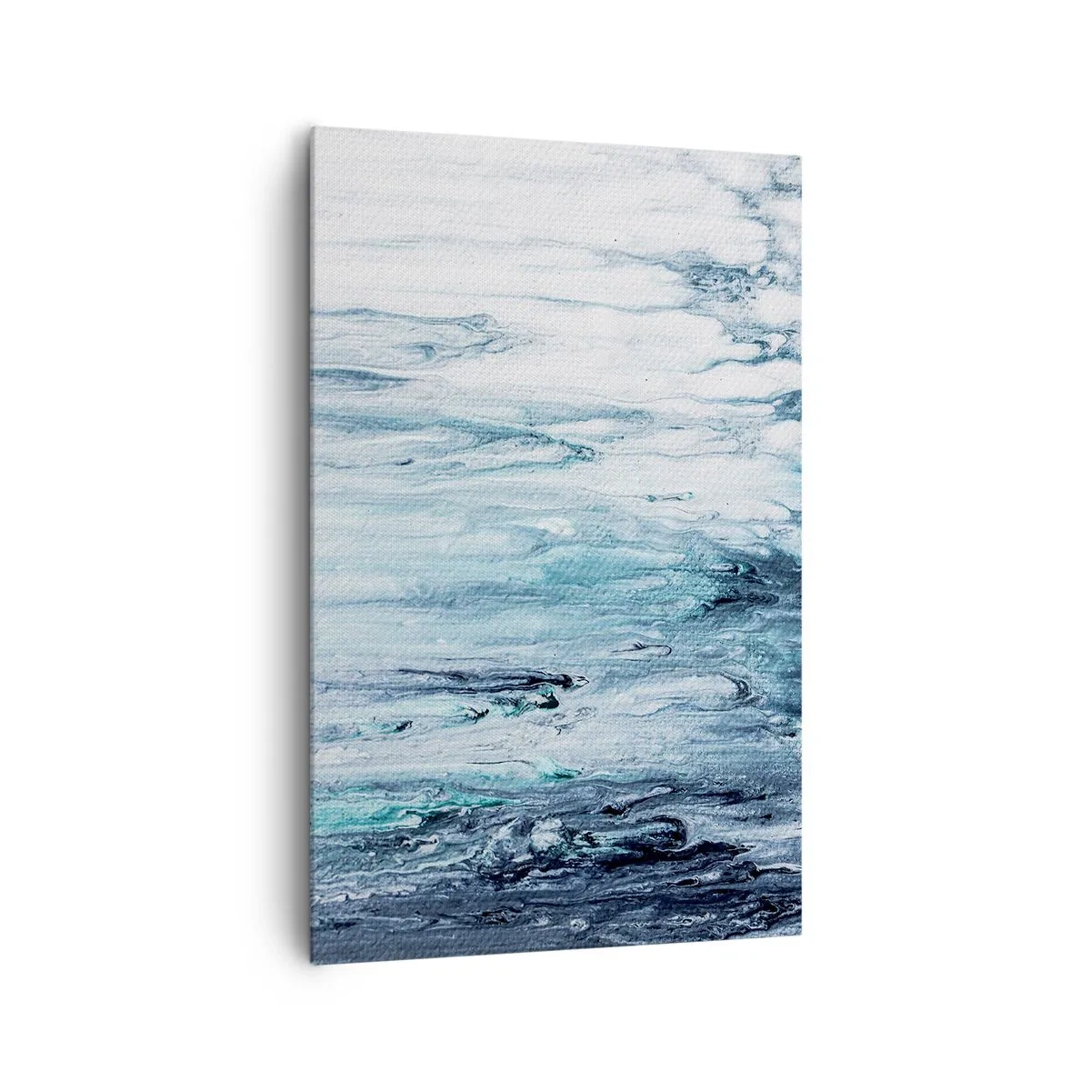 Bild auf Leinwand - Leinwandbild - Abstrakte blaue und weiße Streifen ähneln Eiszapfen - 80x120cm - Blaue Eiszapfen - Moderne Wanddekoration für Wohnzimmer und Schlafzimmer ARTTOR