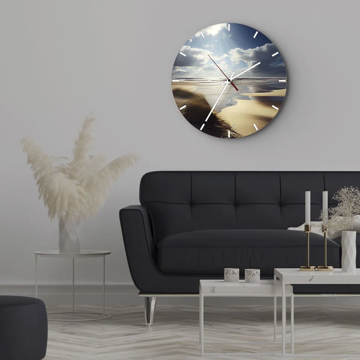 Wanduhr - Glasuhr - Strand, wilder Strand - 40x40 cm